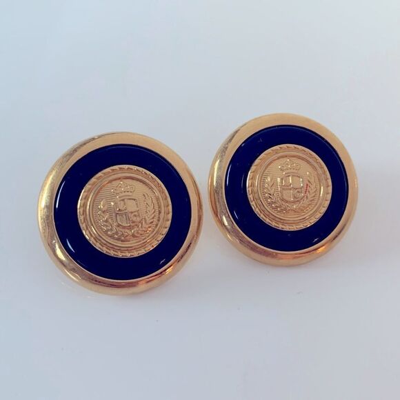 Vintage Liz Claiborne Crest Earrings - Picture 2 of 4